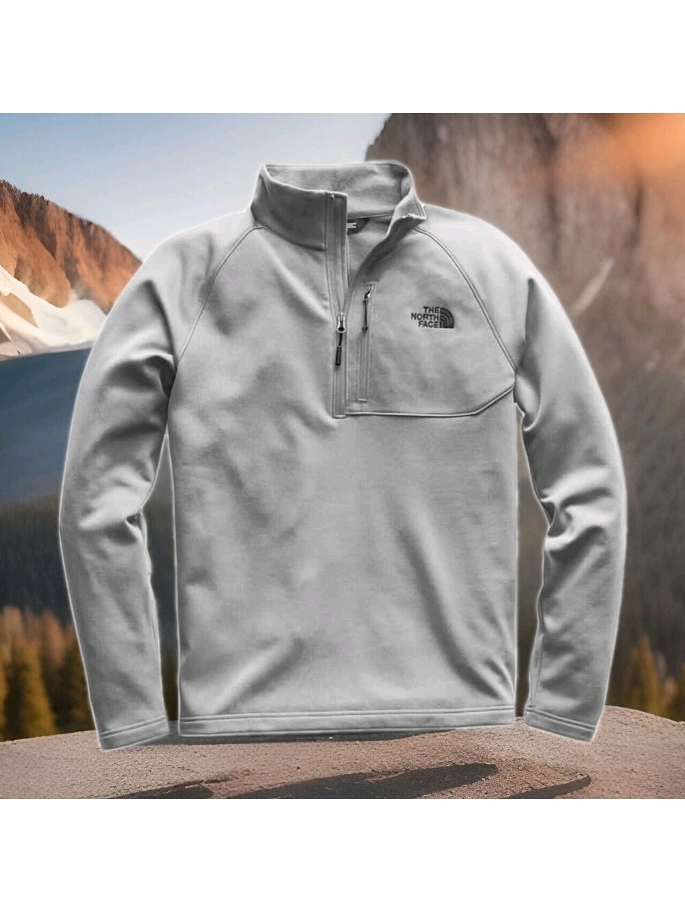 The North Face Jacket Tenacious 1/4 Zip Stretch Pullover Men Large Grey FlashDry